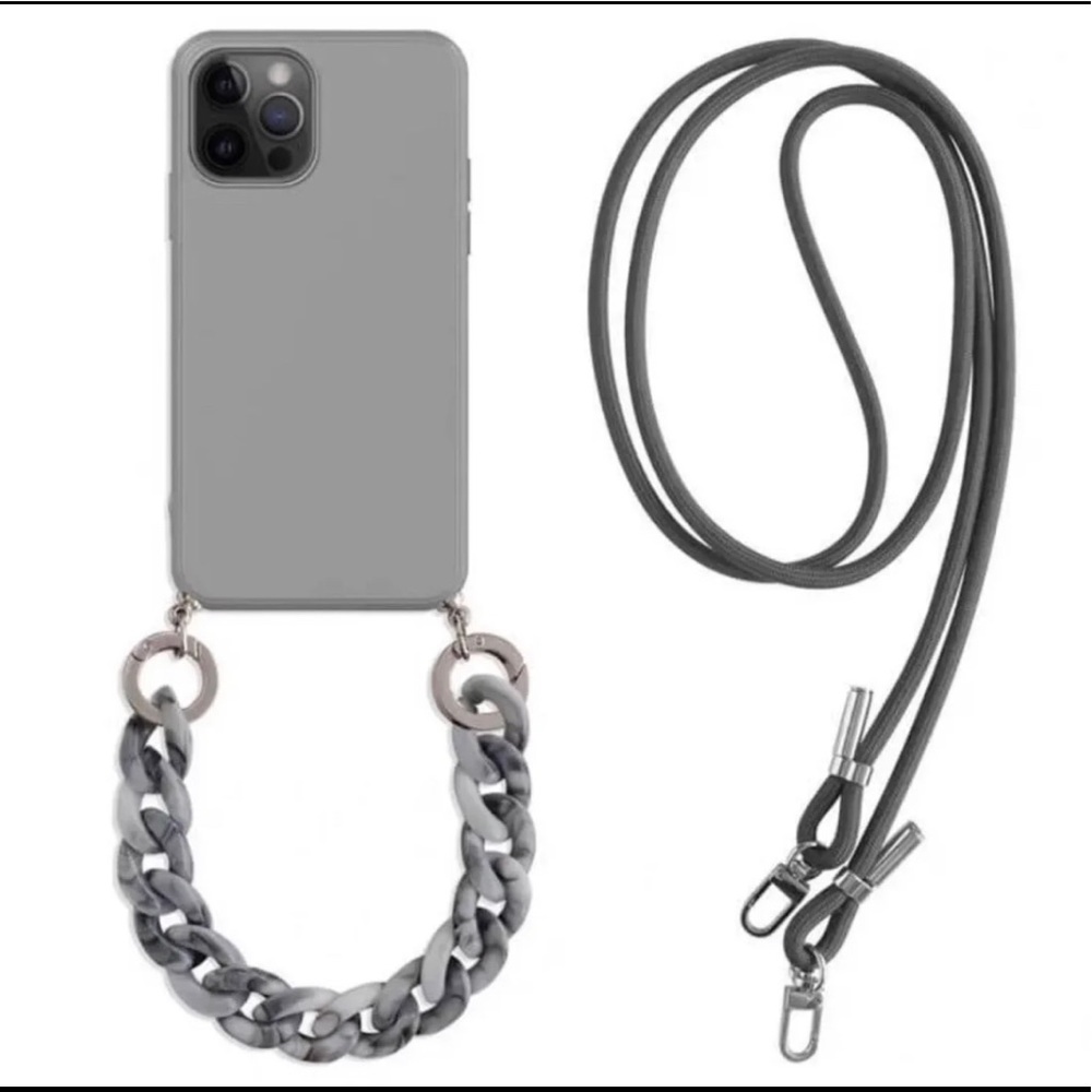 iPhone 12 Pro Max Solid Color Case W Chain & Lanyard